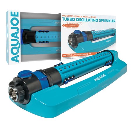 AQUA JOE Indestructible Metal Base Oscillating Sprinkler | Customizable Coverage | 4500 sq ft Max Coverage AJ-OMS18-TRB